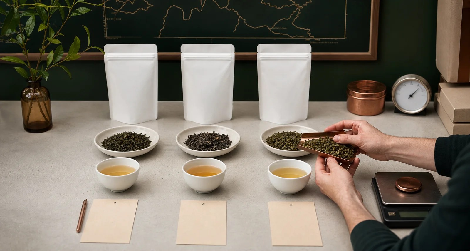 Tea notes and tools representing the Being Tea Co editorial standards.